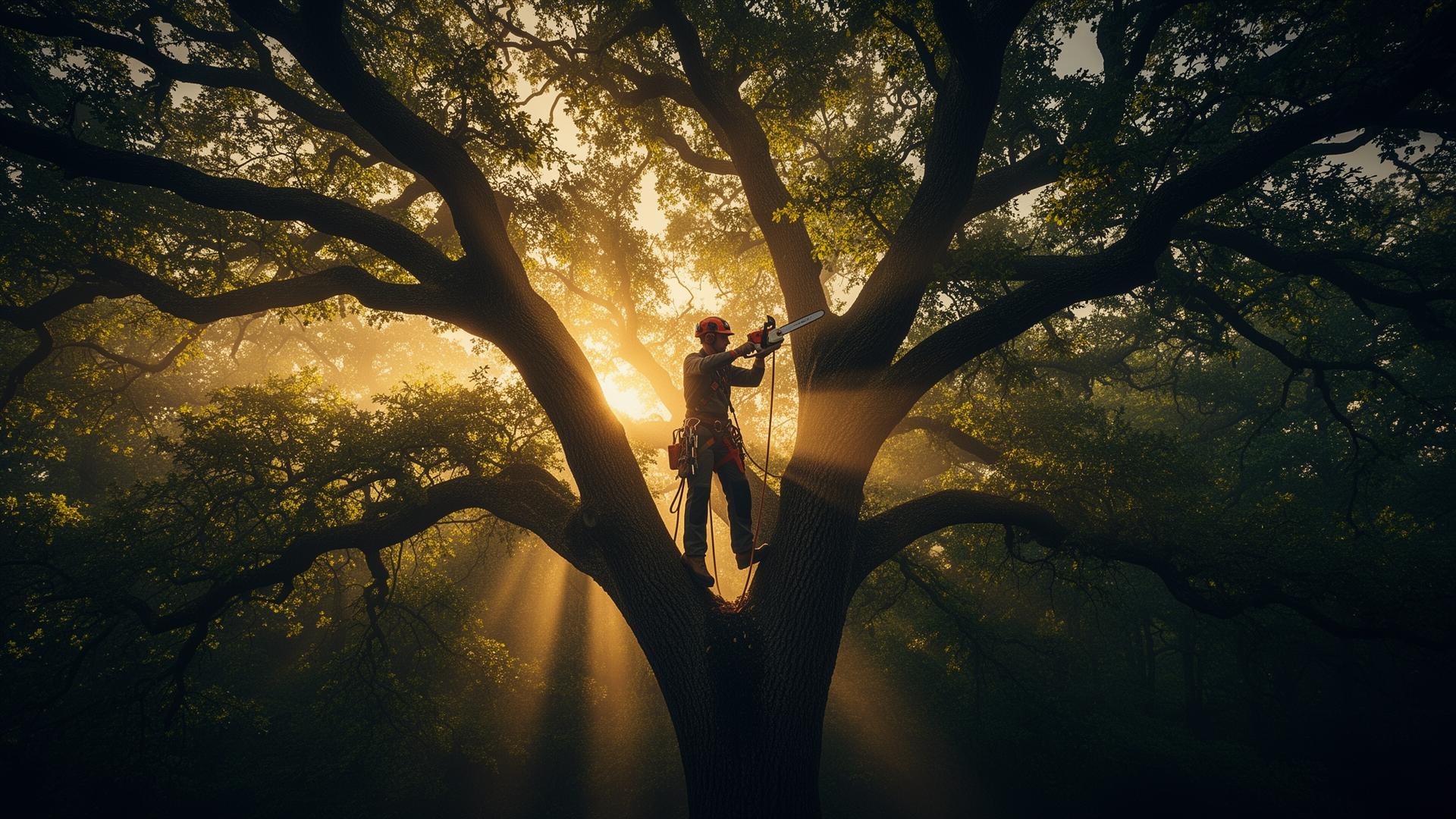 Professional arborist at work